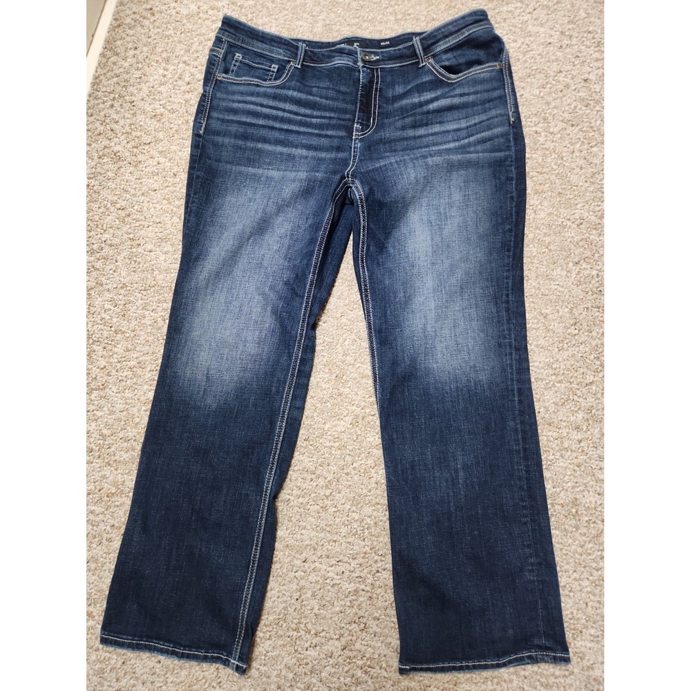 BKE Seth Jeans Mens 42x34 Dark Wash Thick Stitch Stretch Denim Straight 44x34